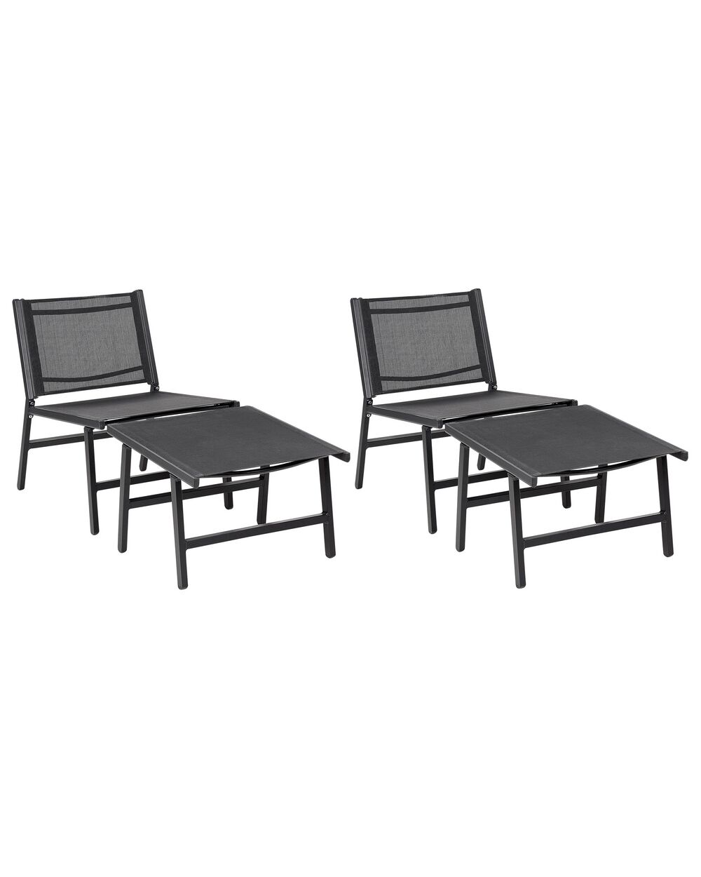 Set of 2 Garden Chairs MARCEDDI with Footstool Metal Black