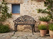 Garden Bench PIURA 88 cm Metal Dark Brown_1012067