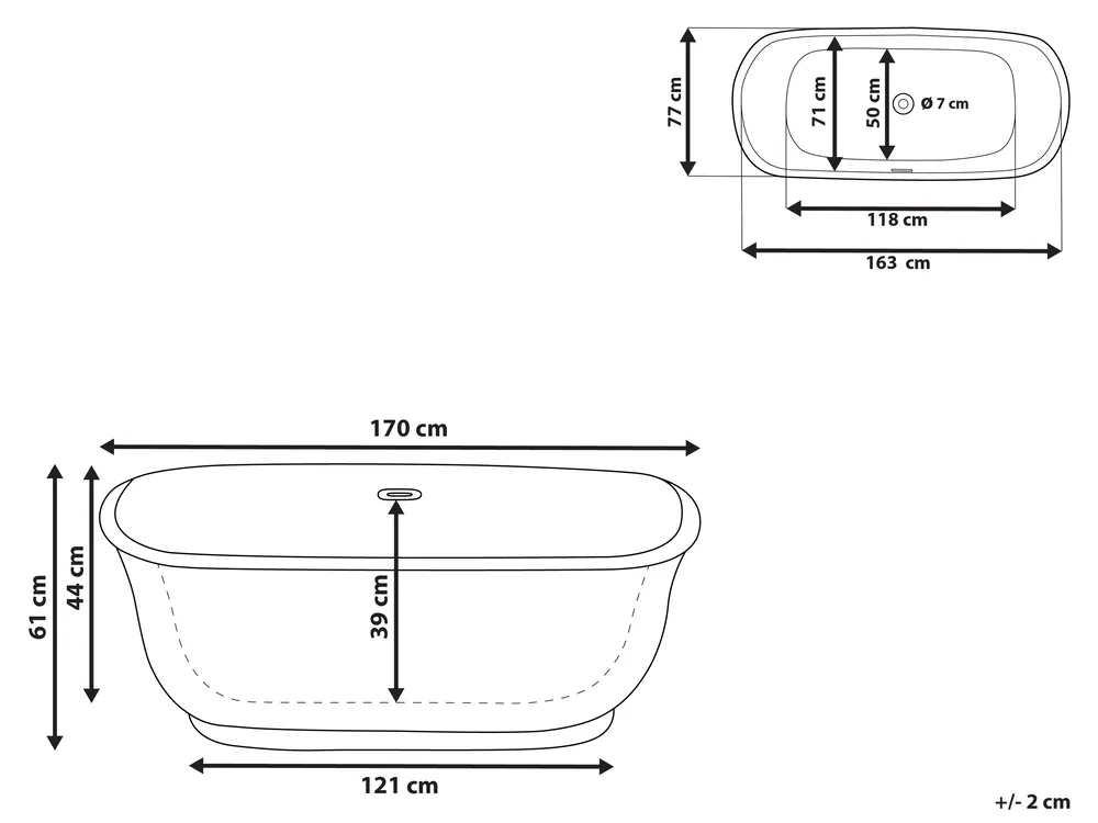 Freestanding Bathtub TESORO 1700 x 770 mm Red_780148