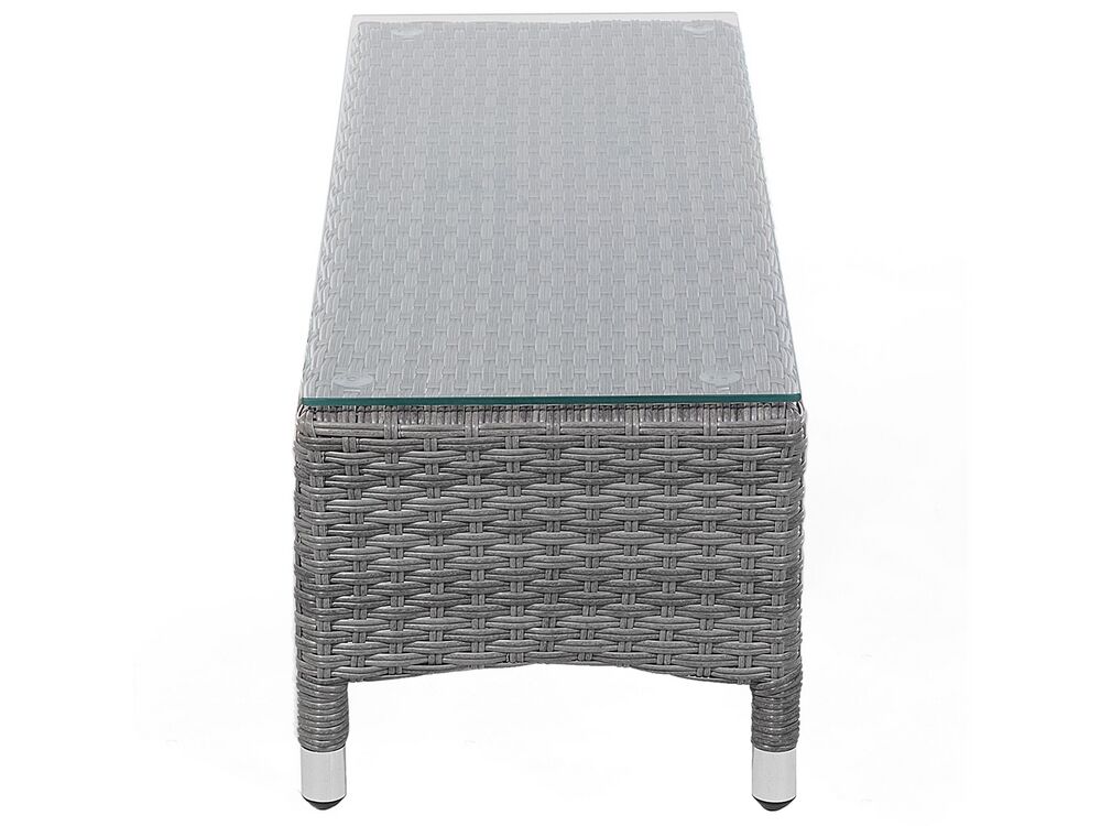 PE Rattan Garden Daybed with Coffee Table Grey SYLT LUX Beliani