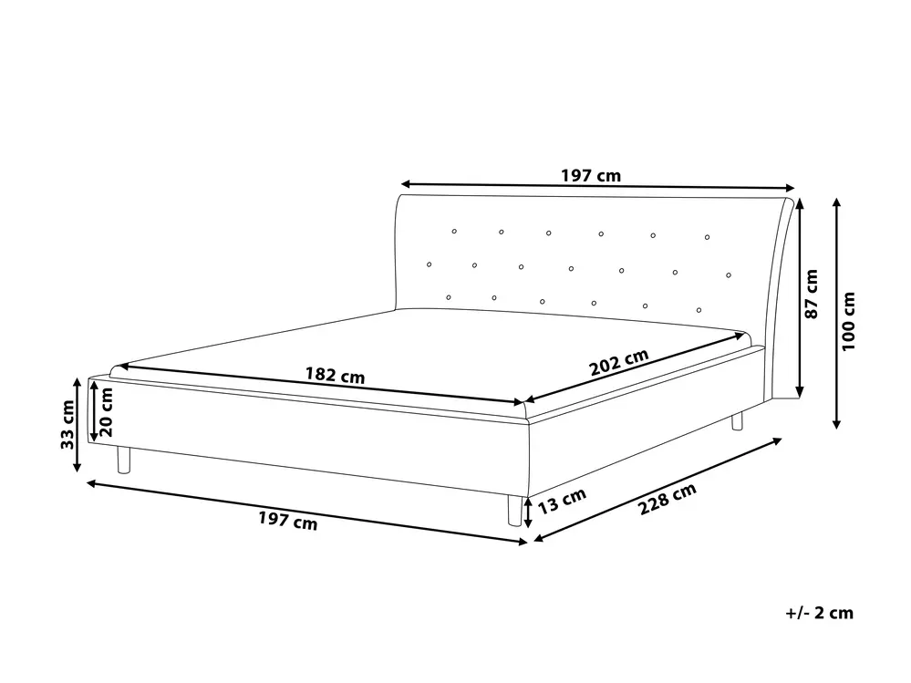 Bed Fabric SAVERNE 180 x 200 cm (EU Super King) Light Grey_718388