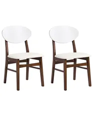 Set of 2 Dining Chairs AMERY Wood Off-White/ Dark Brown_1055108