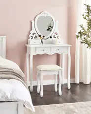 Dressing Table with Mirror and Stool DIVA White_823909
