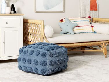 Cotton Pouffe 50 x 50 x 35 cm Blue VISHVI