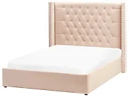 Bett mit Stauraum LUBBON Samtstoff Beige 140 x 200 cm_833503