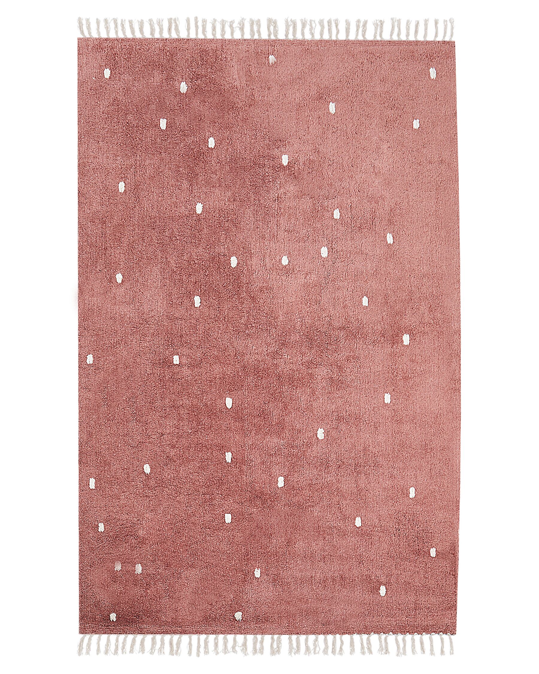 Dywan bawełniany w kropki 140 x 200 cm jasnoczerwony ASTAF_908038
