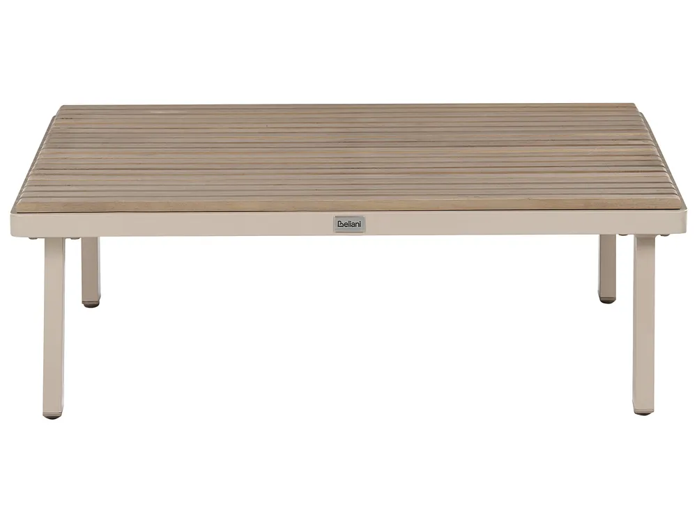 Garden Corner Sofa with Table 5 Seater FIVIZZANO Acacia Wood Beige_1159267
