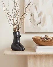 Vase à fleurs PYRGOS 22 cm Céramique Noir_1180099