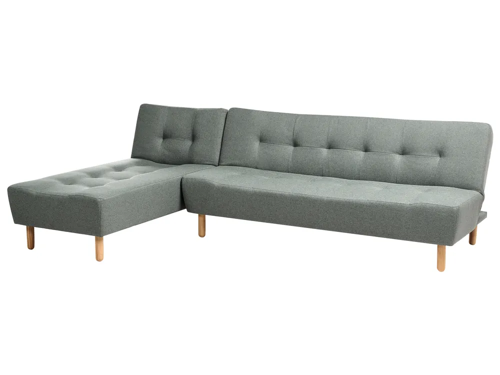 Modular Corner Sofa Bed 4 Seater ALSTEN Fabric Green Right Hand_1003816