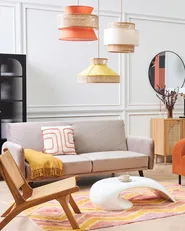 Divano letto 3 posti SENJA Velluto Beige_862396