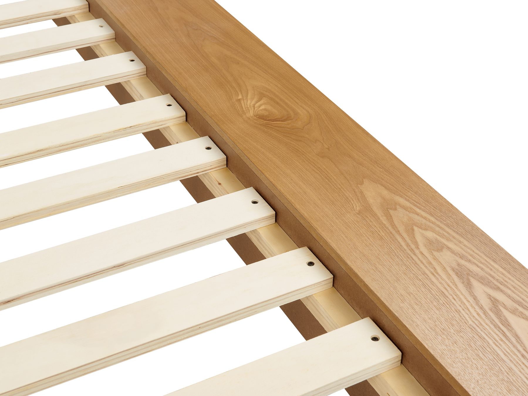 EU King Size Faux Leather Headboard Bed with LED Light Wood ZEN