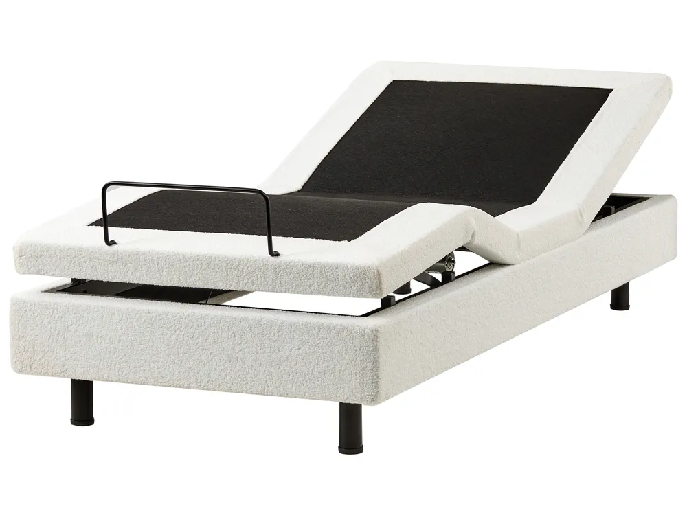 Adjustable Bed without Headboard Boucle DUKE 90 x 200 cm (EU Single) Off-White_1011416