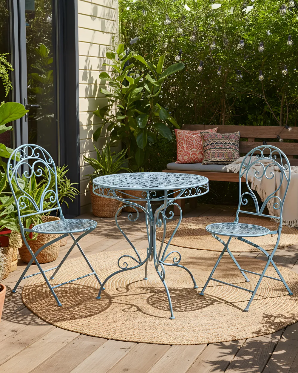 Set of 2 Garden Chairs ALBINIA Metal Blue