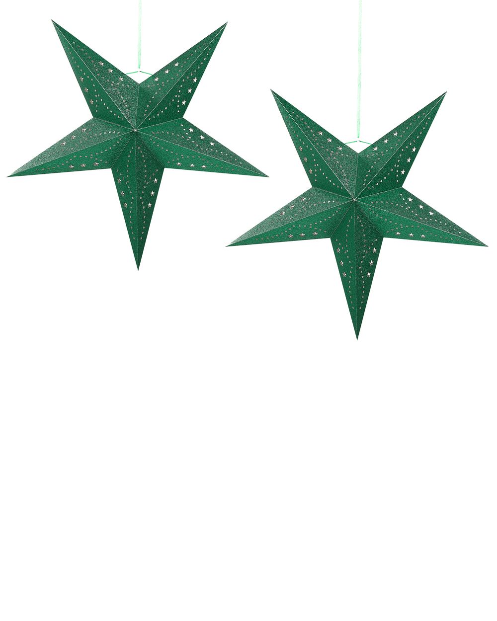 Set med 2 hängande dekorationer LED MOTTI 60 cm Stjärna Smaragdgrön
