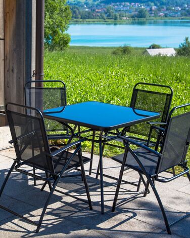 Set of 4 Garden Folding Chairs Black LIVO