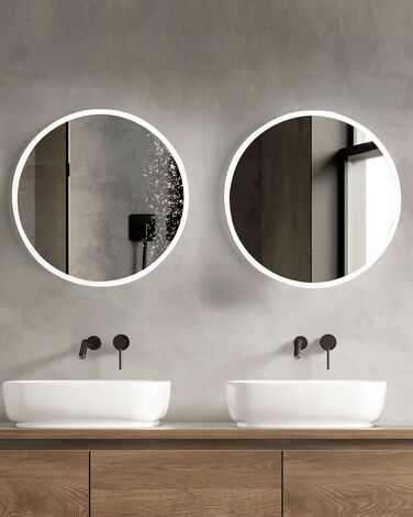 Round LED Wall Mirror ø 79 cm Silver DEAUVILLE