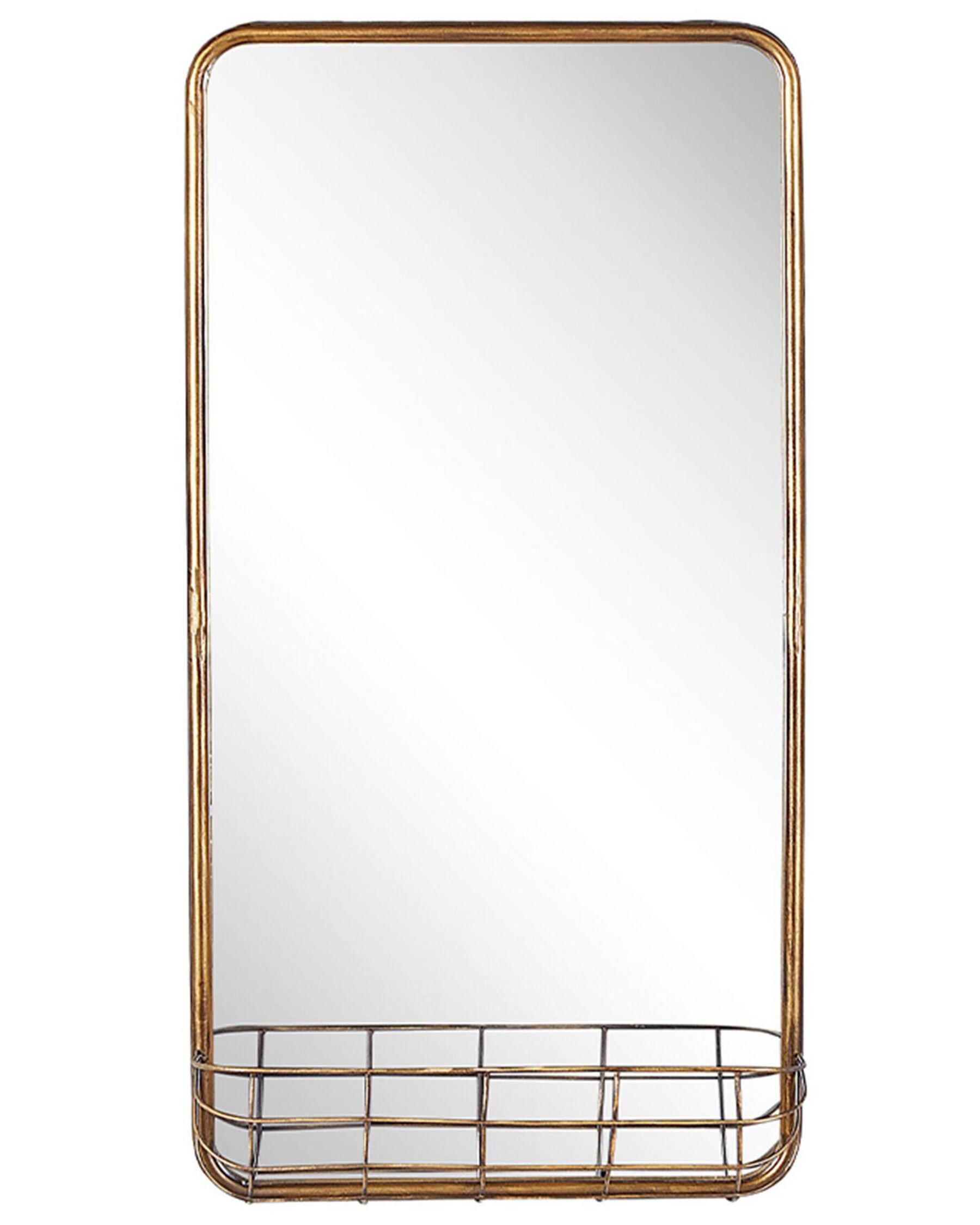 Espelho de parede dourado com prateleira 80 x 40 cm MACON_807385