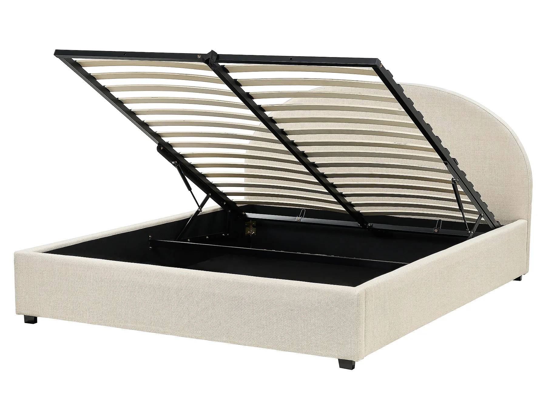 Bett mit Stauraum VAUCLUSE Stoff Beige 160 x 200 cm_876837