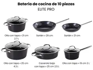 Batería de cocina de 10 piezas ELITE PRO Negro_992883