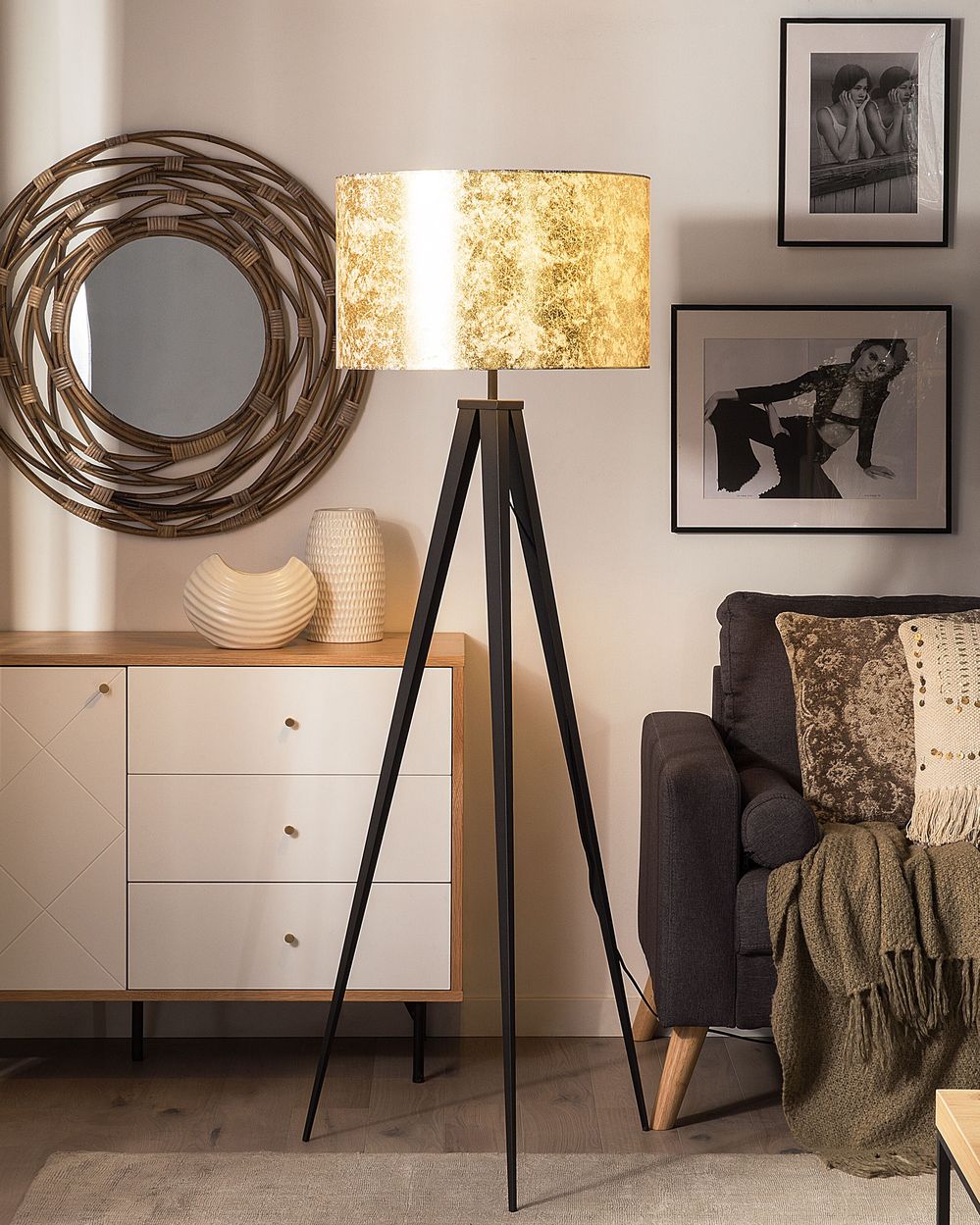 Nero gold tripod floor lamp outlet