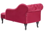 Left-Hand Chaise Longue NIMES Velvet Burgundy_805982