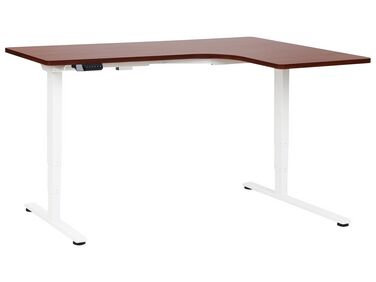 Bureau elektrisch verstelbaar wit/donkerhout rechtszijdig 160 x 59 cm DESTINES