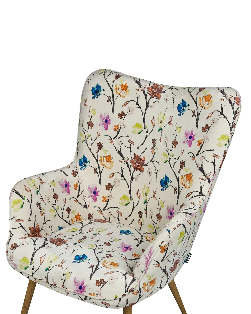 Wingback Chair VEJLE with Footstool Fabric Light Beige_884790