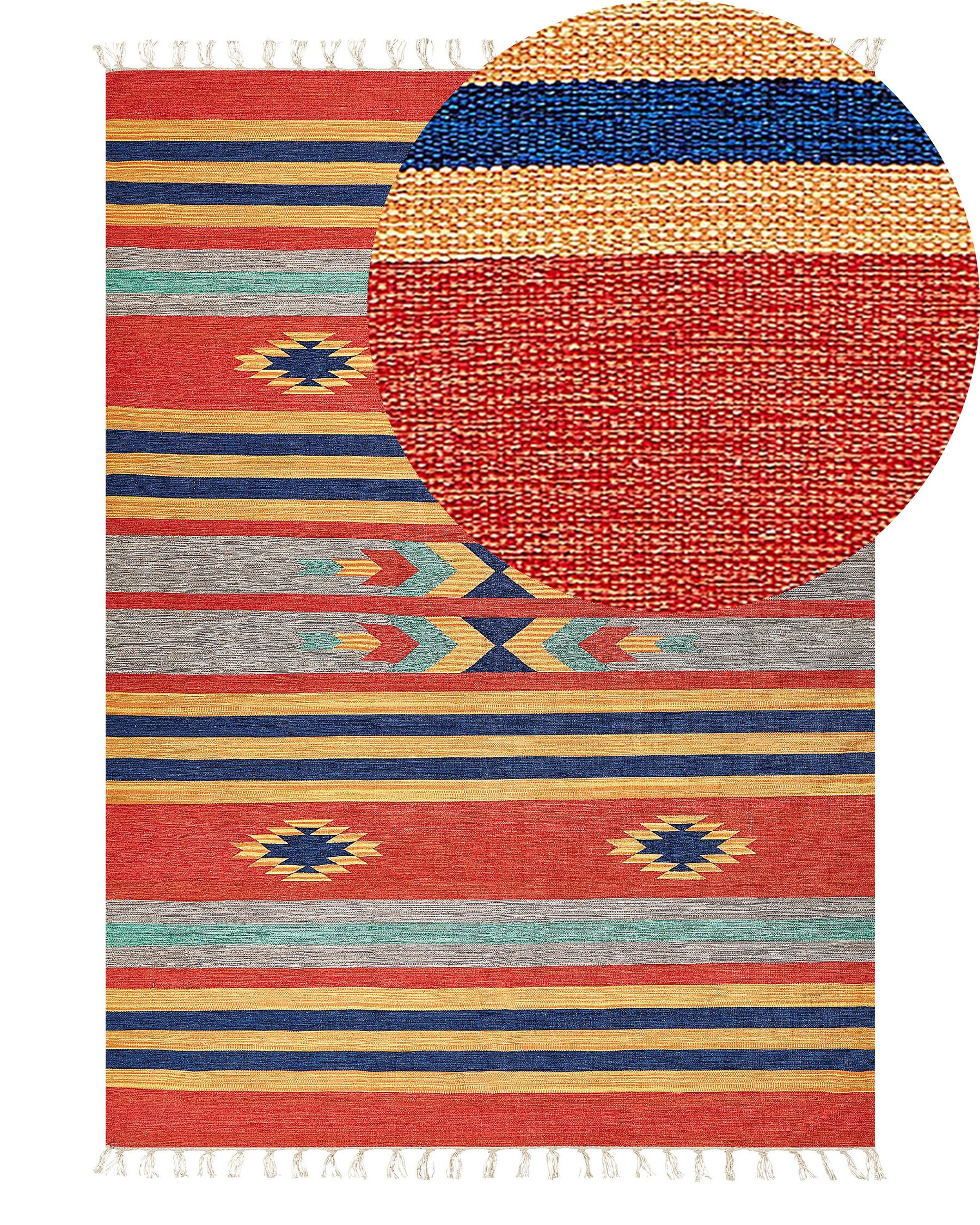 Cotton Kilim Area Rug 140 x 200 cm Multicolour HATIS_869530