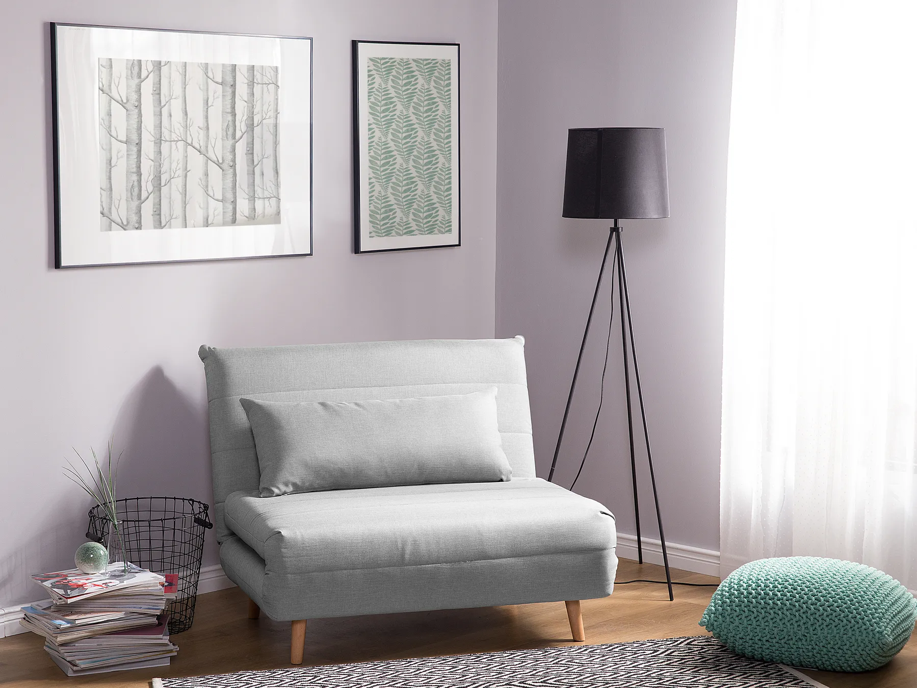 Single Sofa Bed SETTEN Fabric Light Grey_699482