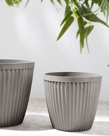 Set of 2 Plant Pots ⌀ 36 cm Taupe POKA