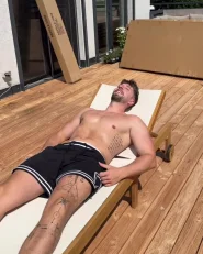 Sun Lounger PEDESINA Reclining Acacia Wood Beige_1084542