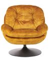 Fotel obrotowy welurowy żółty NOLVIK_923282