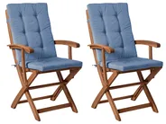 Set di 2 sedie da giardino con cuscini MAUI PREMIUM Legno d'acacia Blu_1070687