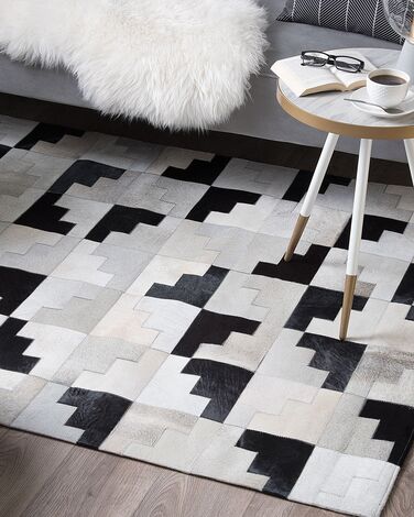 Cowhide Area Rug 160 x 230 cm Black with Grey EFIRLI