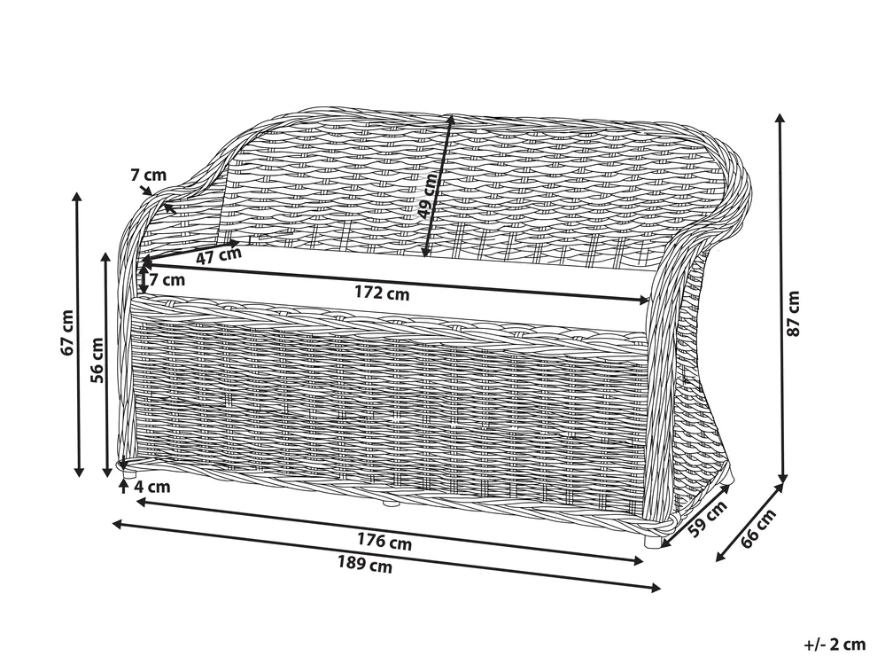 Ławka ogrodowa z poduchą SUSUA 189 cm Rattan Naturalny_957541