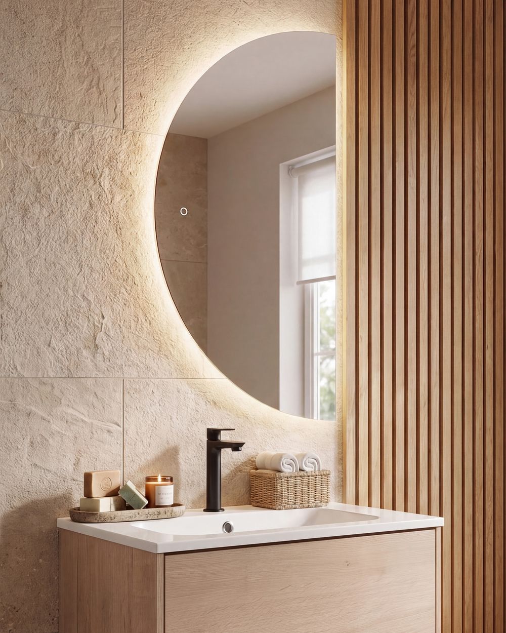 LED-Badezimmer-Spiegel LOUE 50 cm 100 cm Silber