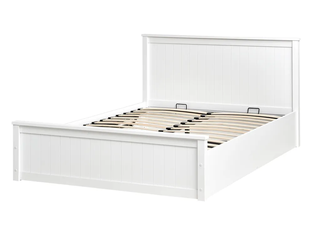 Bett mit Stauraum LAMBRES Kiefernholz Weiß 140 x 200 cm_985608