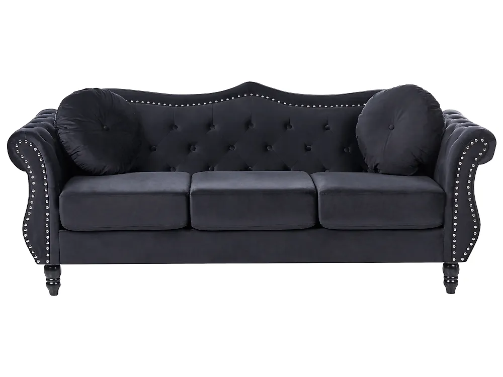 Sofa dla 3 osób SKIEN Welur Czarny_1170584