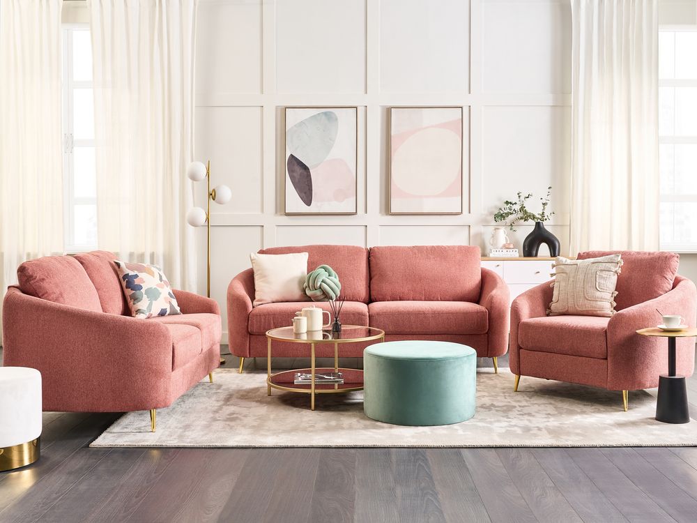 Fabric Living Room Set Pink TROSA Beliani