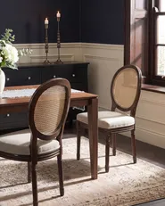 Set van 2 stoelen NIVLOC Hout Donkerbruin/beige_1095724