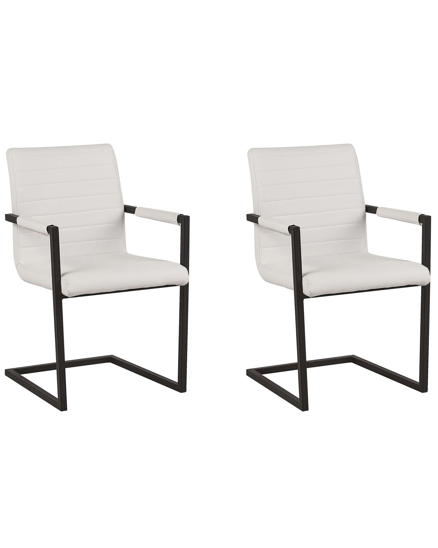 Conjunto de 2 sillas de comedor de piel sintética blanco crema/negro BUFORD_790078