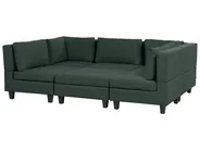 Modular U-Shape Sofa 5 Seater UNSTAD with Ottoman Fabric Dark Green_893416