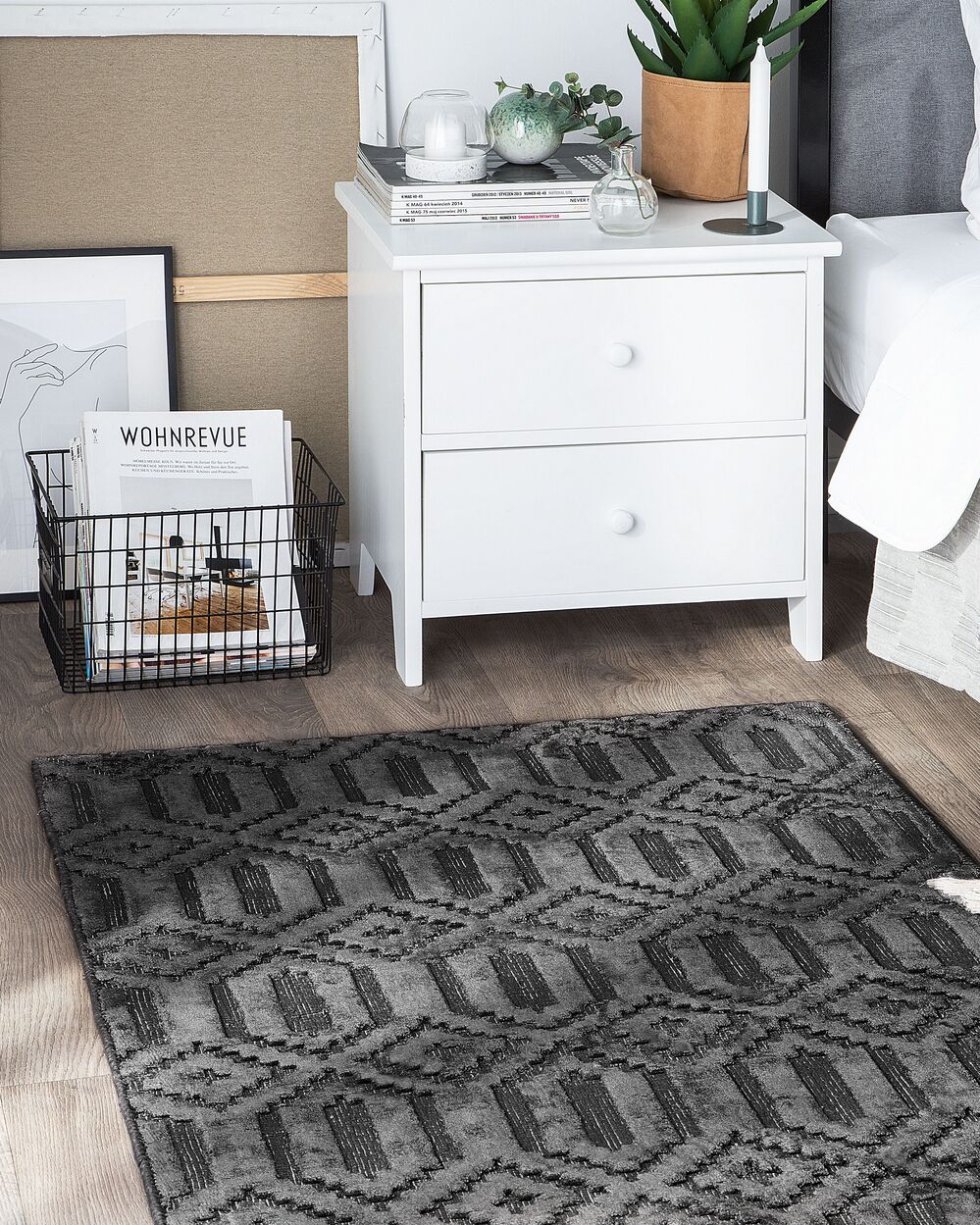 Rug ADATEPE Dark Grey 80 x 150 cm Viscose