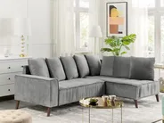 Corner Sofa 3 Seater GRENA Velvet Light Grey Left Hand_837244
