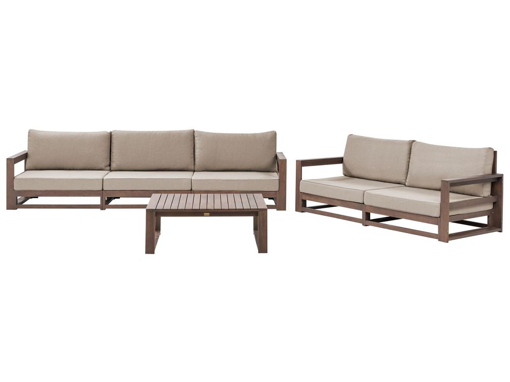 5 Seater Certified Acacia Wood Garden Sofa Set Dark TIMOR II Beliani