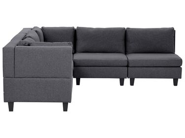 5 Seater Right Hand Modular Fabric Corner Sofa Dark Grey UNSTAD