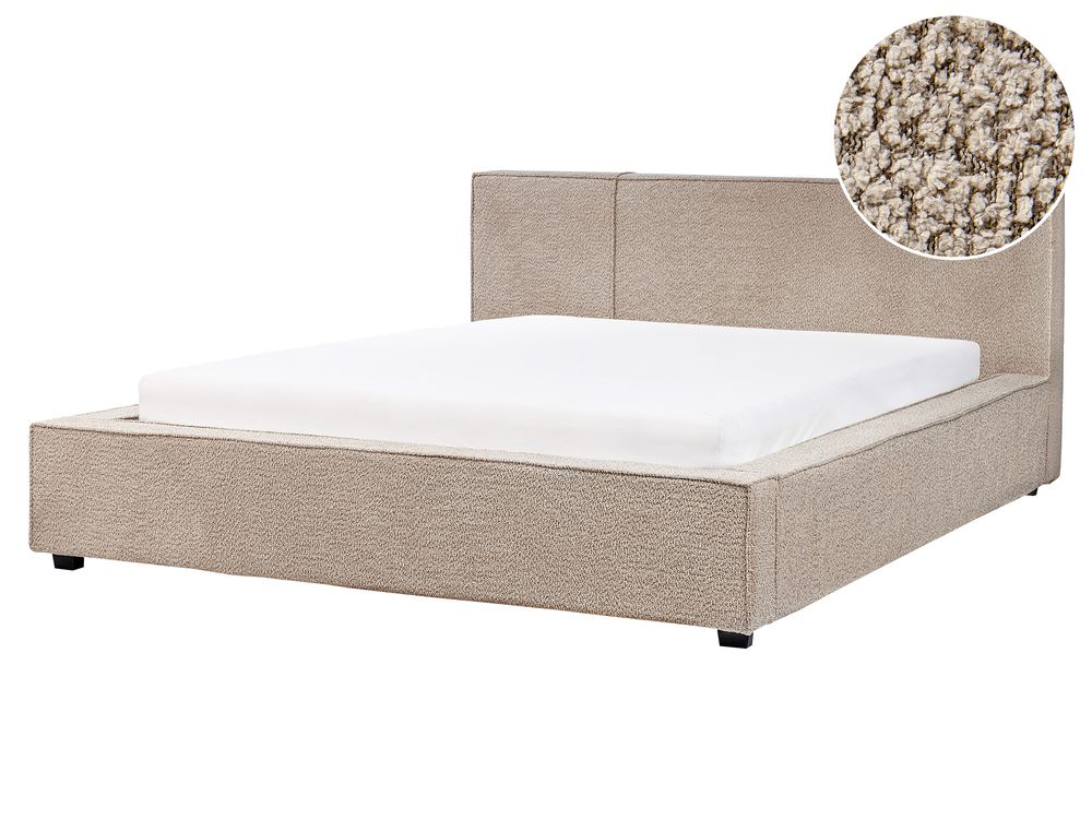 Lit avec sommier Bouclé MIRANDE 160 x 200 cm Taupe