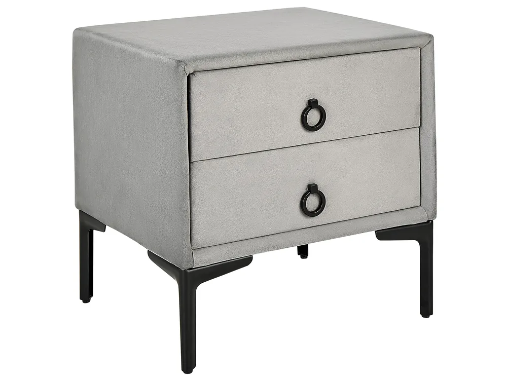 Bedroom Set SEZANNE Velvet Light Grey 140 x 200 cm (EU Double)_800125