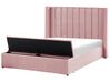 Łóżko welurowe z ławką 140 x 200 cm różowe NOYERS _834489