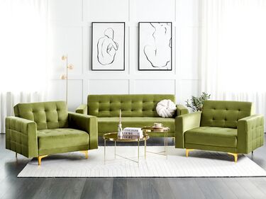 Modular Velvet Living Room Set Green ABERDEEN